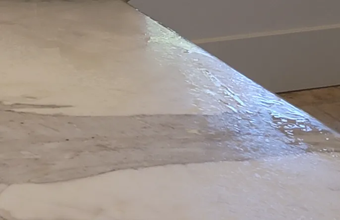 Oil shadows and cooking stains on counters